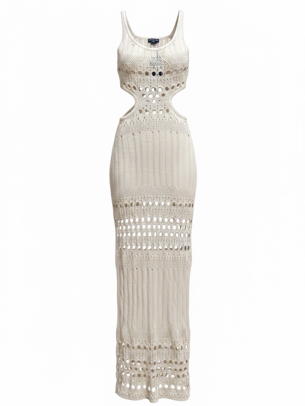 PrettyLittleThing Cream Crochet Cutout Maxi Coverup